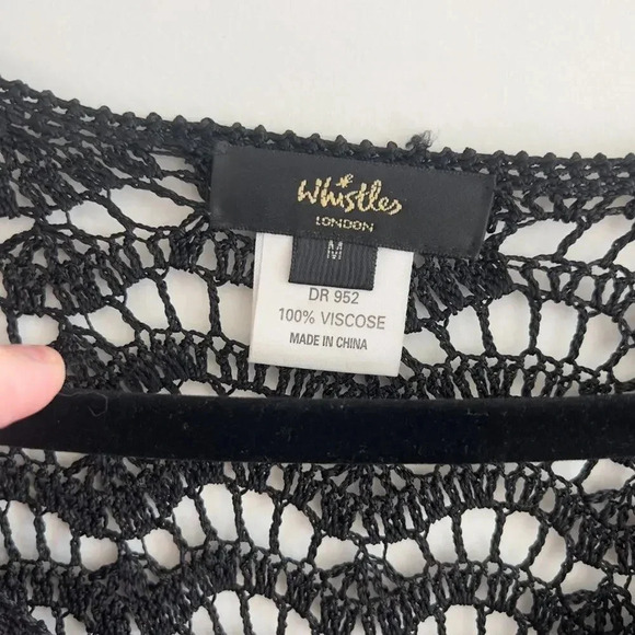 B117 Whistles London Crochet Maxi Long Sleeve Dress Size Medium Color Black - Picture 3 of 5